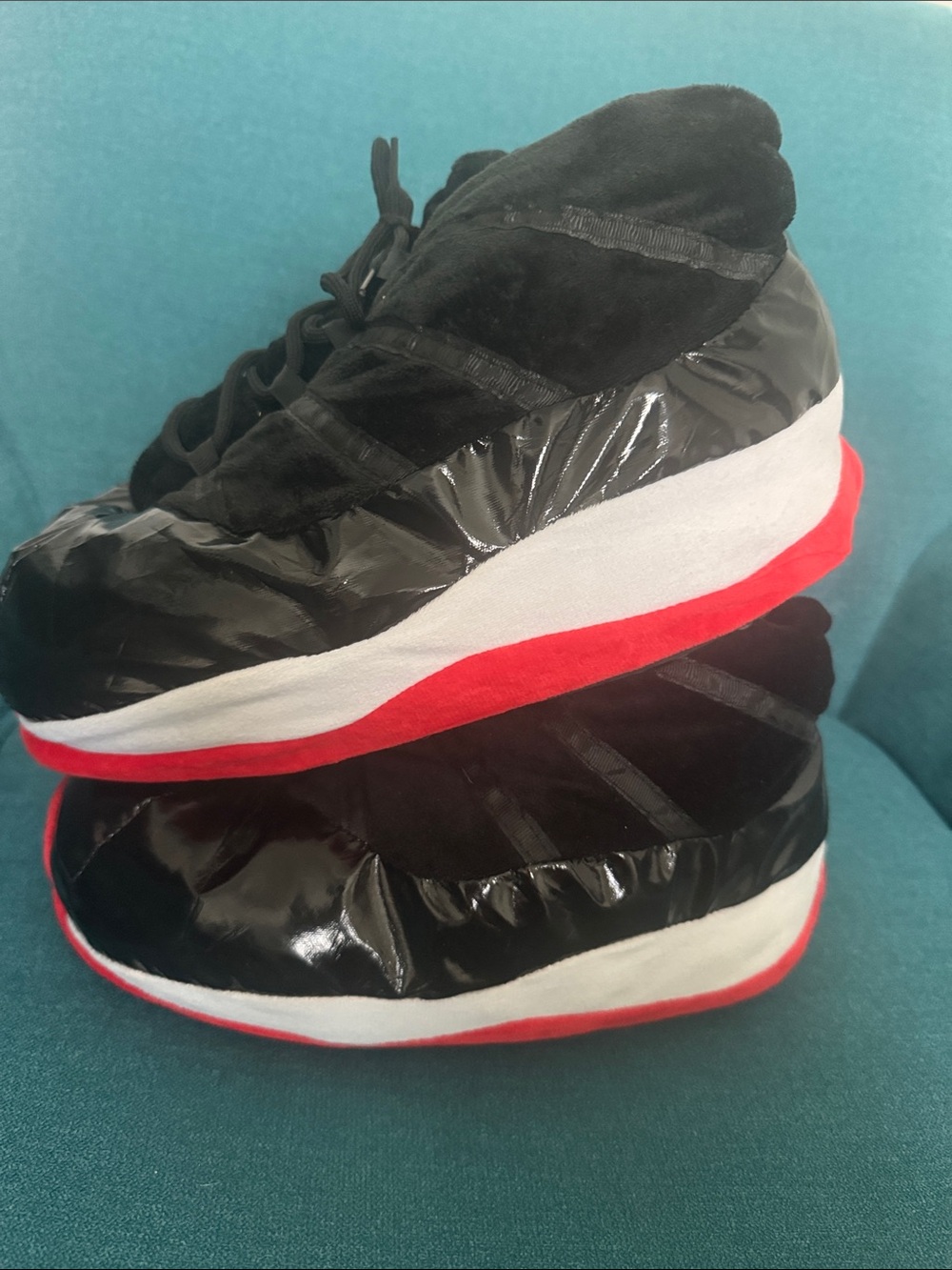 Boys Black and Red athletic Slippers